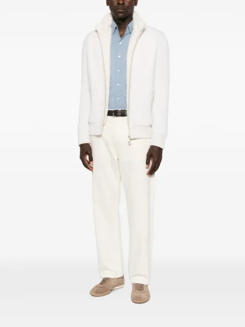 Barba ribbed-knit faux-fur-trim jacket